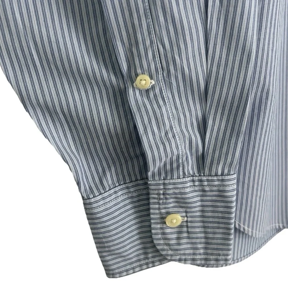 J.Crew 2-Ply Cotton Blue Stripe Dress Shirt L 16-16.5 Classic Fit Button Down
